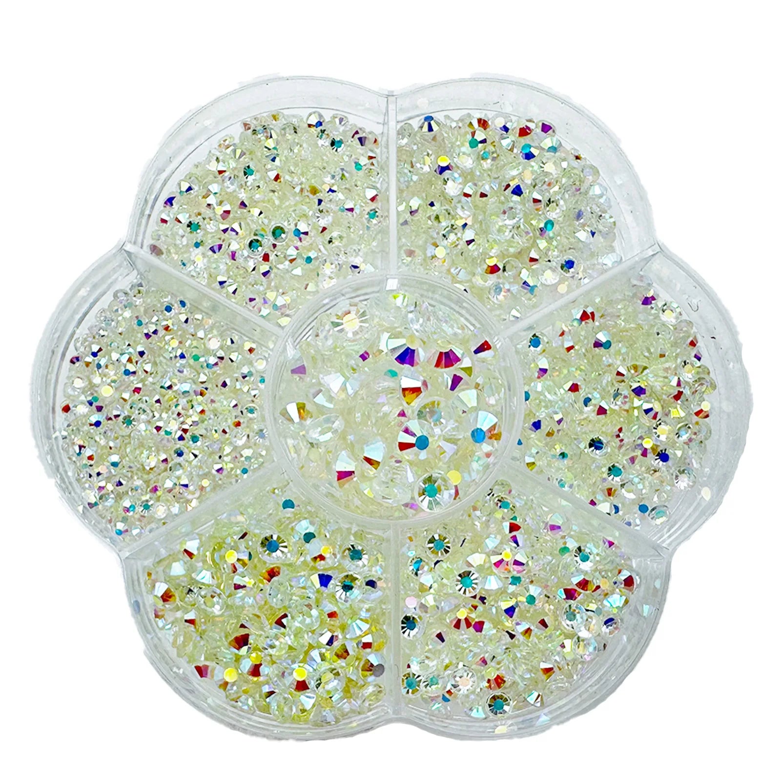2100pcs Nail Art Rhinestones Flat Back AB White Glass Facial Rhinestones Treasure Flatback Nail Art Decorations