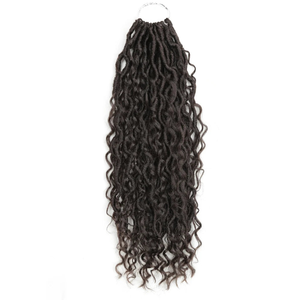 Synthetic Goddess Locs Crochet Hair Braids Curly Faux Locs Braiding Hair Extensions Wig For Women Black Hippie Boho Style