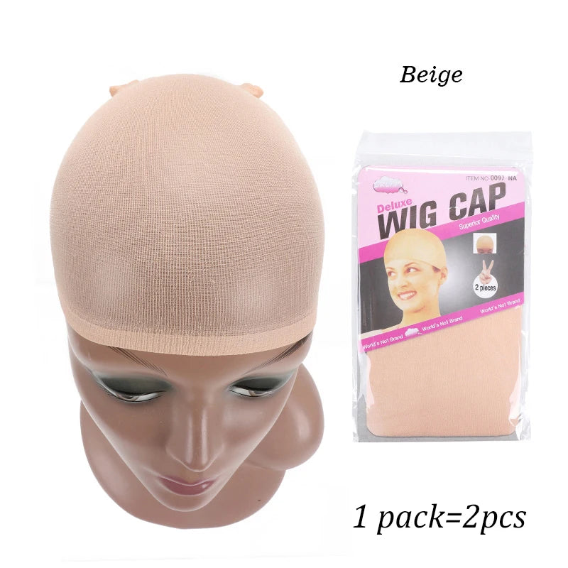 Top Stocking Wig Cap Hair Net For Weave 2pcs Hair Wig Nets Black Brown Stretch Mesh Wig Cap For Making Wigs Free Size