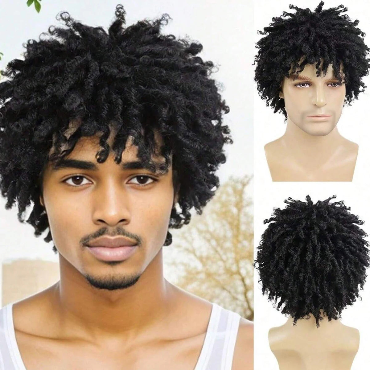 Dreadlock Wig Male Short Braided Wigs Dreads Men Guys Short Synthetic Afro Twist Faux Locs Braid Wig