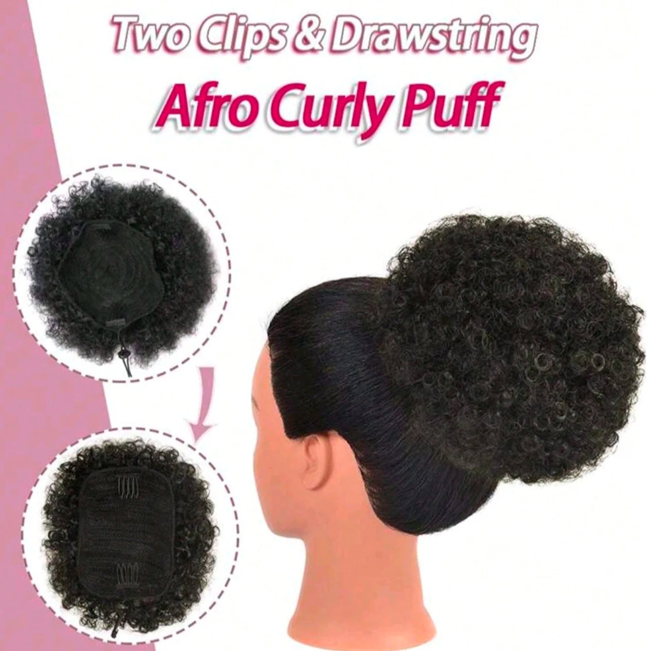 New Short Afro Puff Wig Afro Puff Hairpiece with Drawstring Clip in Ponytail Hair Extension Kinky Puff Real Human Hair