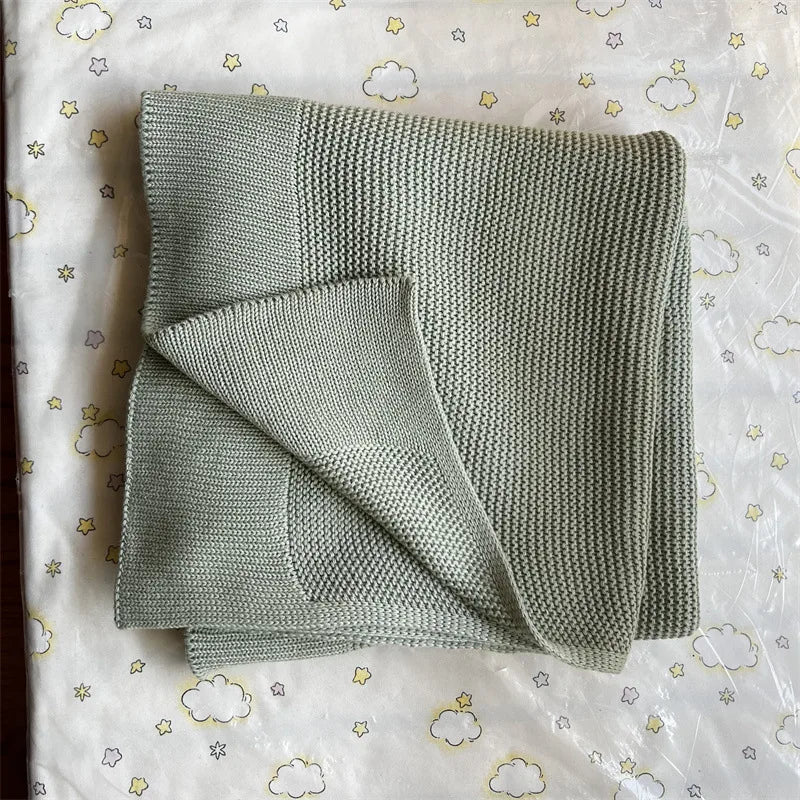 Manta de punto para bebé recién nacido, colcha de cama para niños, color sólido, algodón puro suave, para envolver bebés
