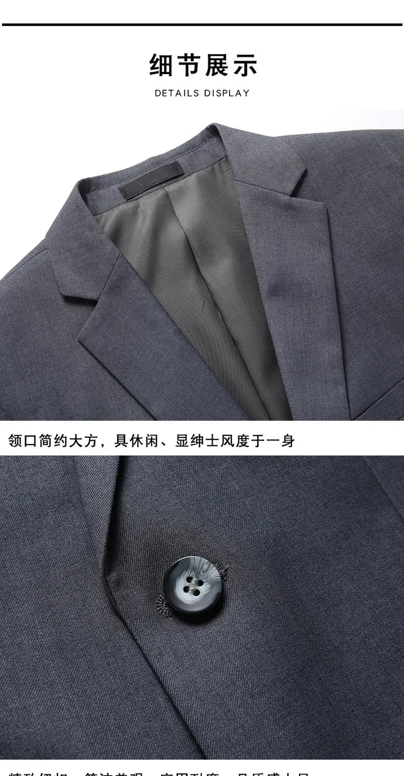 Suit (Blazer+ Vest + Pants) Men's Fashion Business Fit Wedding Professional Casual Single Breasted Gentleman Groom Dress Suit