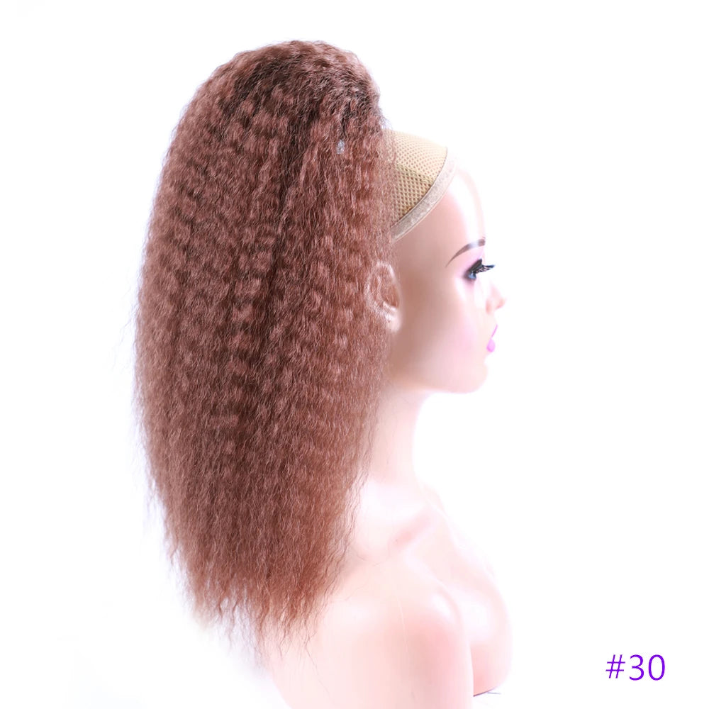 Extensions queue de cheval synthétiques blond doré Afro Puff Cheveux bouclés Produits capillaires Cheveux synthétiques Afro Crépus Queue de cheval Cheveux noirs Queue de cheval