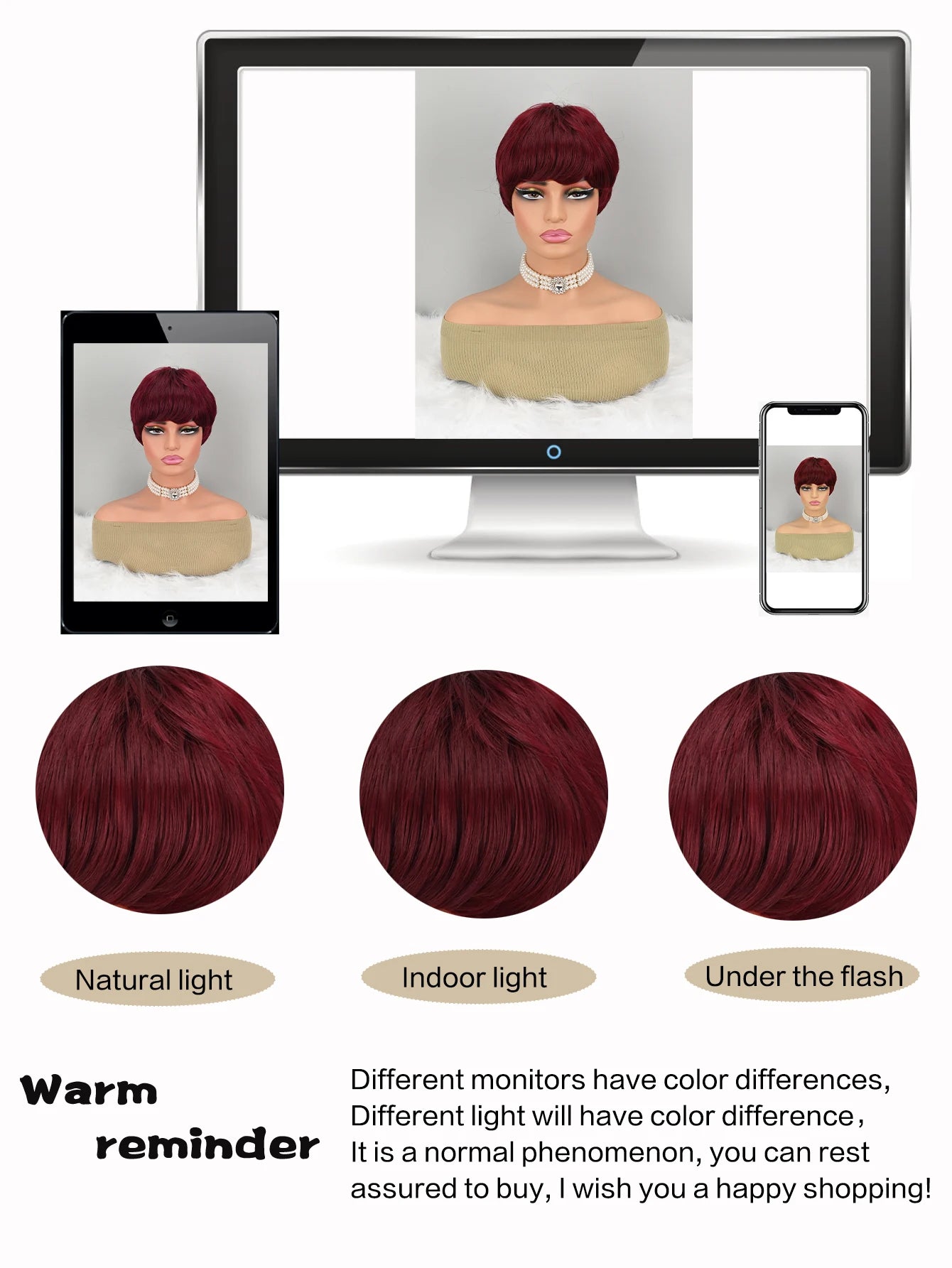 Pelucas Pixie cortas para corte pixie, peluca sintética de cabello humano, pelucas pixie cortas color borgoña, peluca sin pegamento estilo corte de chico, peluca roja para mujer