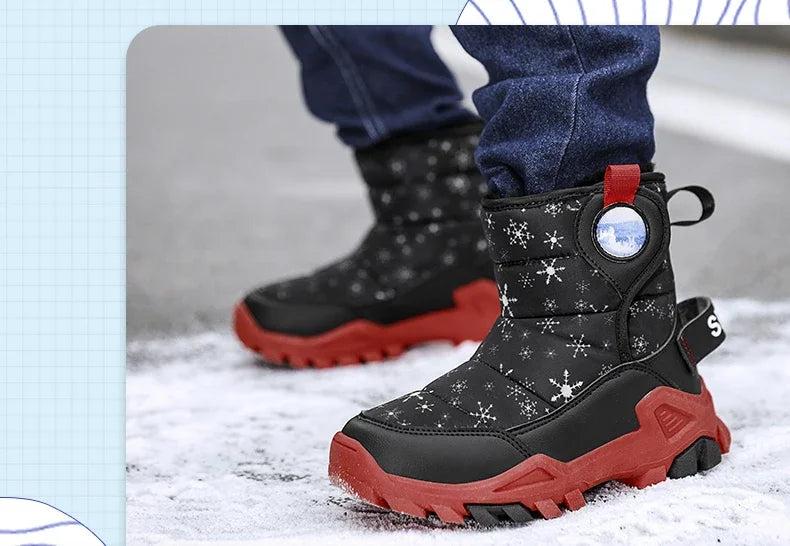 Children Snow Boots Girls Boys Fashion Sneakers Winter Kids Keep Warm Sport Fashion Leather Shoes Outdoor Snow Ankle Boots New
