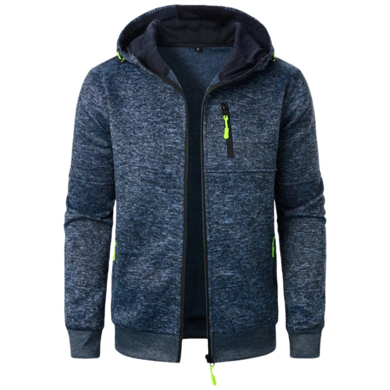 Sudadera con capucha de manga larga para hombre, diseño de cremallera, sudadera con capucha, ropa deportiva, chaqueta casual ajustada
