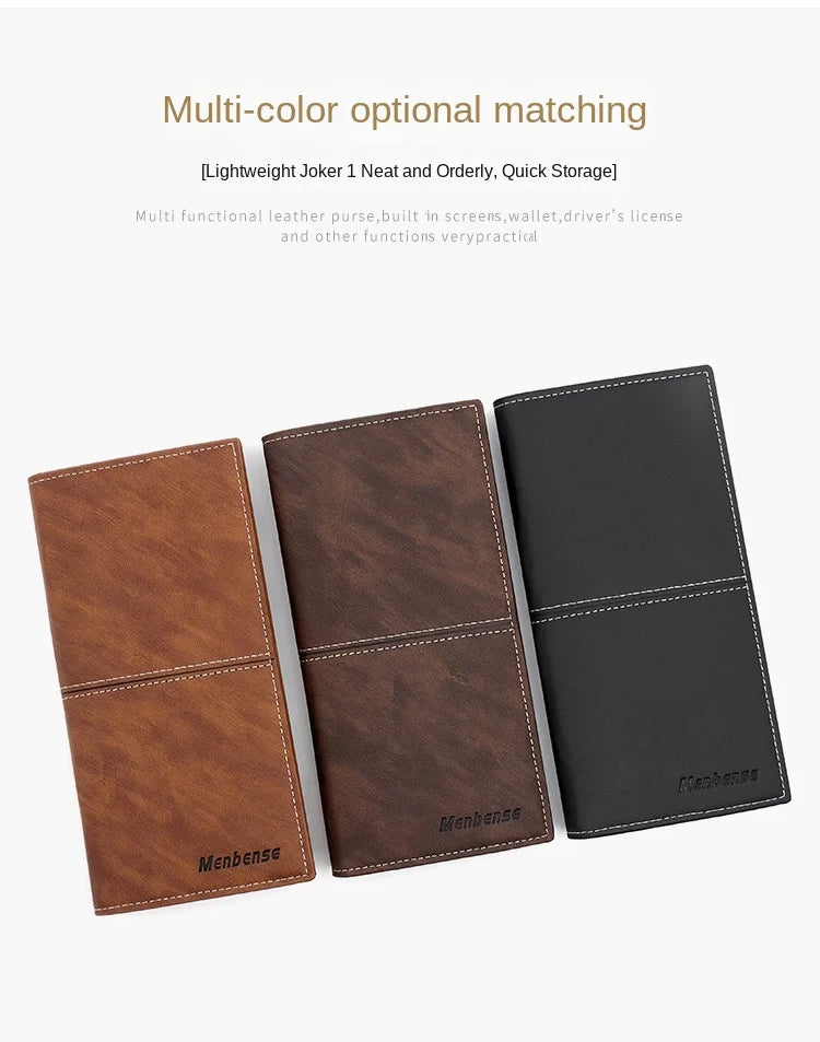Fashion Business Retro Simple Men's Long Wallet Multi Card Holder Large Capacity Plus Wrap Long Wallet Daily Commuter Wallet