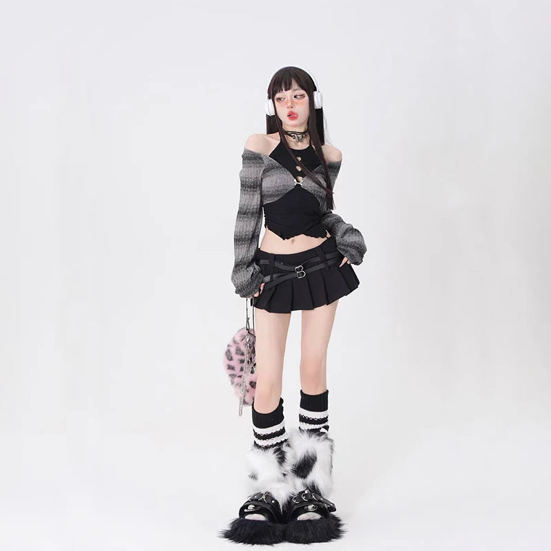 Spring Summer 2 Piece Skirt Set Women Y2k Crop Tops + Short Skirt Japanese Kawaii Fashion Suits Chic New in Elegant Dress
