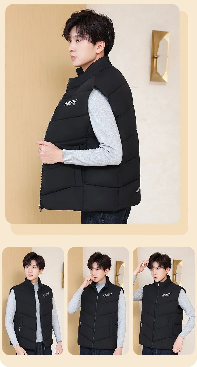 Vest Jacket Men Cotton Padded Jackets Men Clothing Autumn Winter Warm Sleeveless Jackets Men Waist Coats 2025 Hip Hop Coats