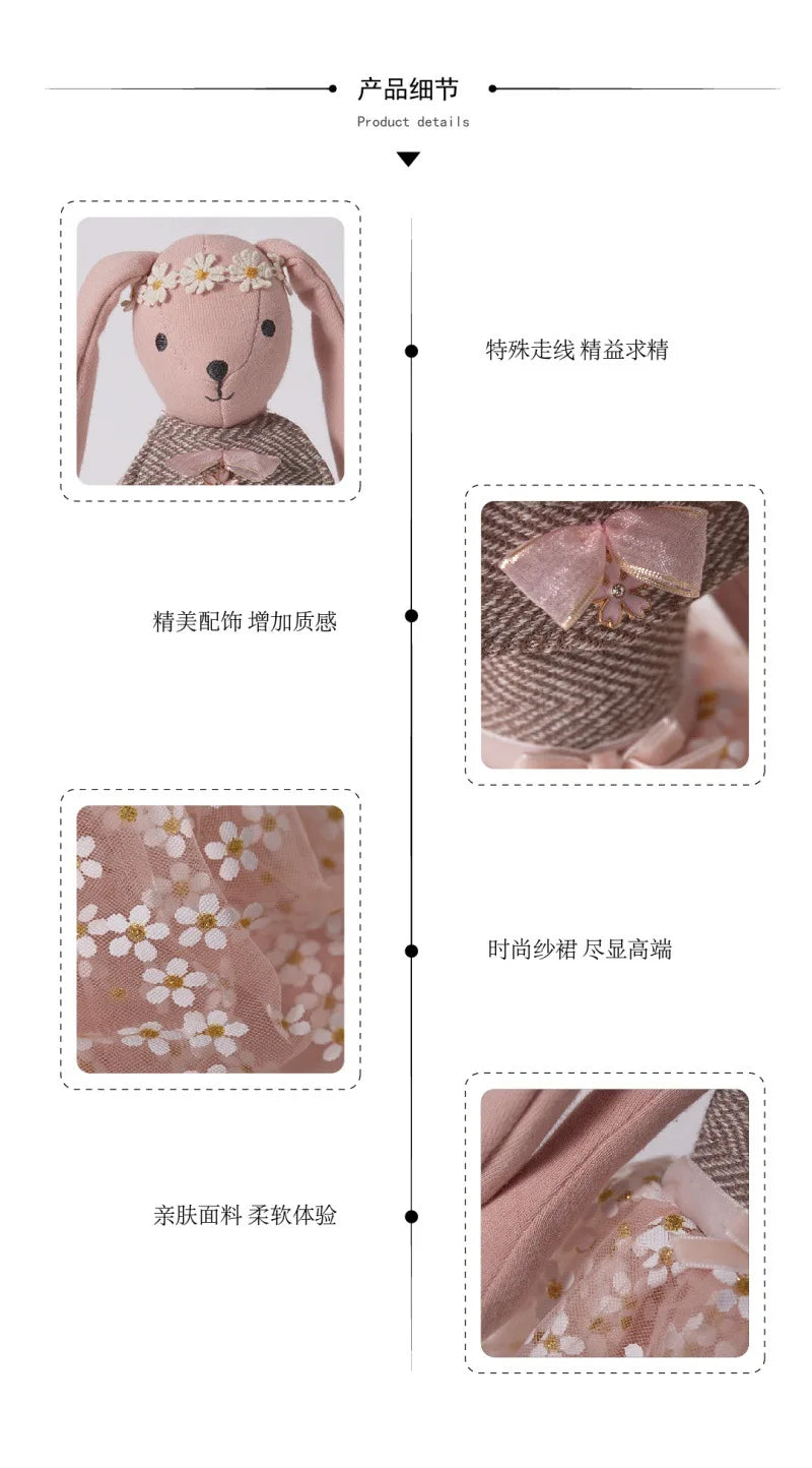 38cm Handmade Stuffed Animals Cute Unicorn Elephant Bunny Cat Sleeping Doll With Dress Baby Comfort Toys Children Gifts