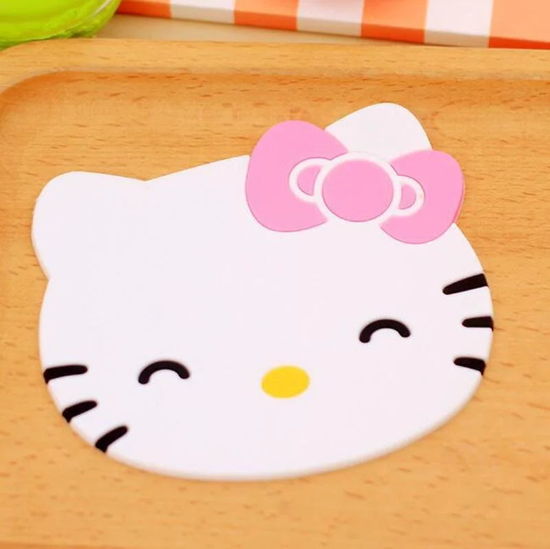 Hello Kitty Coaster Creative Cute Table Insulation Placemat Mat Kawaii Kitchen Accessories Drink Cup Coasters Non-slip Cup Mat