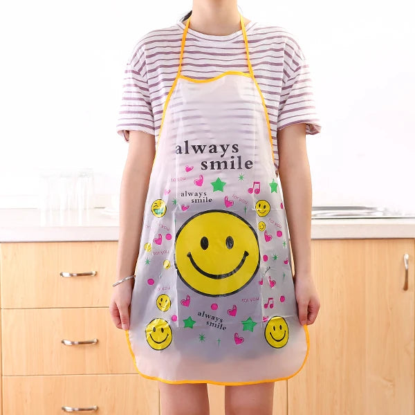 Women Cartoon Fruits Waterproof PVC Apron Kitchen Restaurant Cooking Bib Aprons