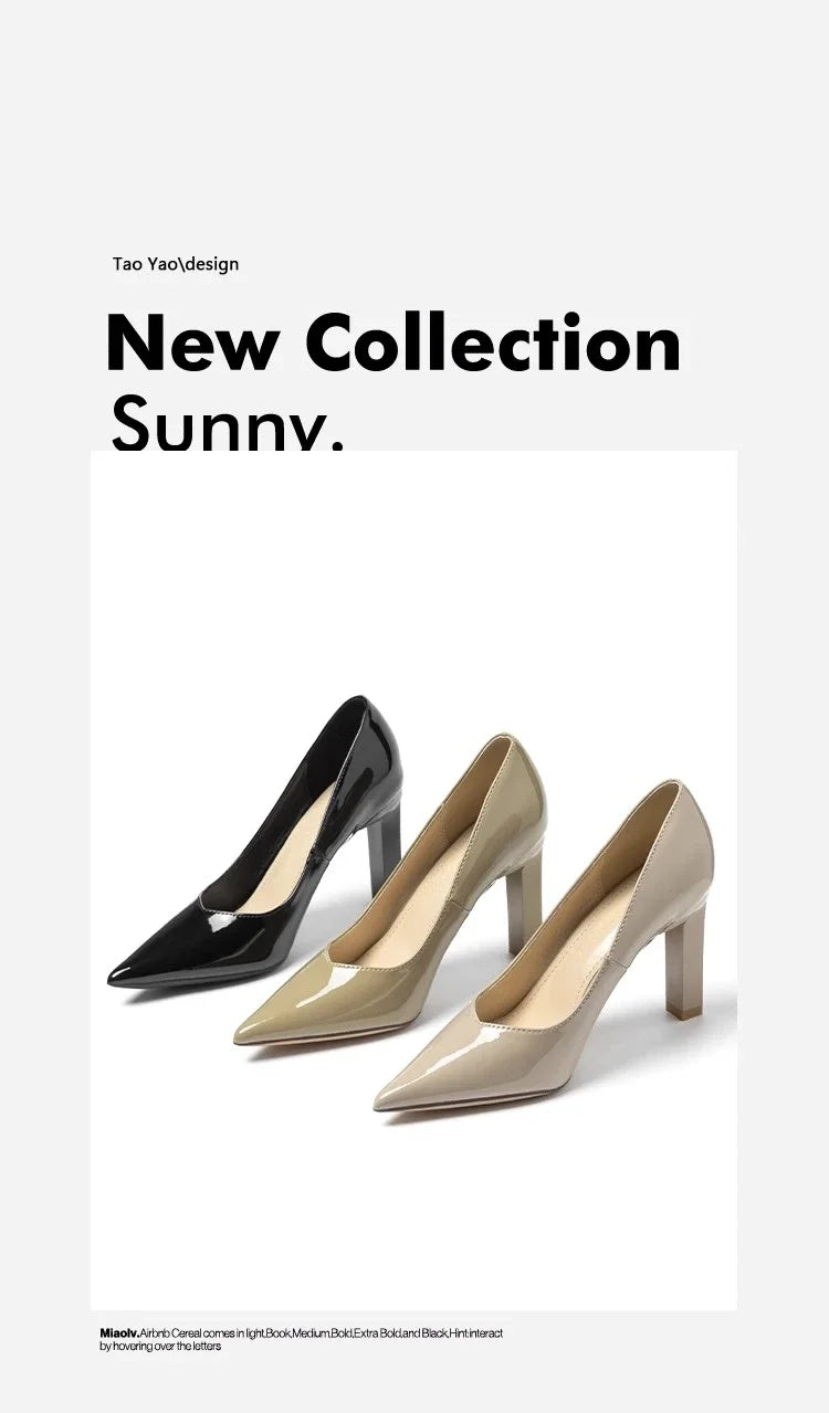 Square Heels Pumps Women Shoes Patent Leather Sexy Wedding Party Official Leisure Super Big Szie