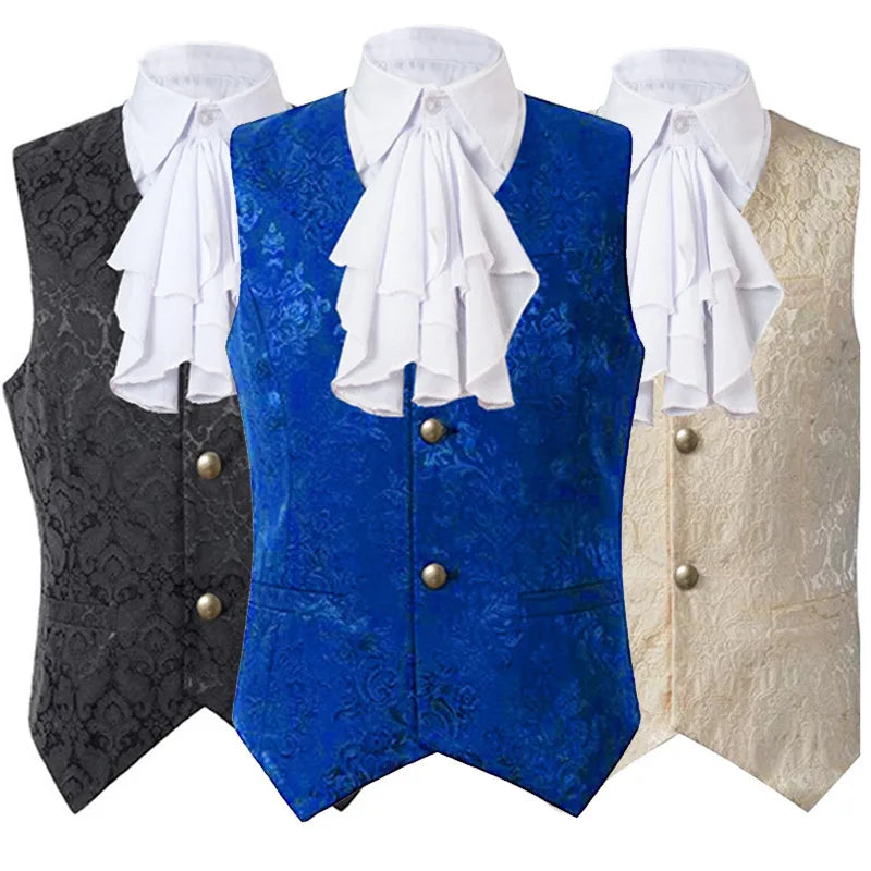 Men's Vest Gentleman Retro Medieval Elegant Renaissance Steampunk Inner Wear Gothic Jacquard Short Vest Single-breasted Business