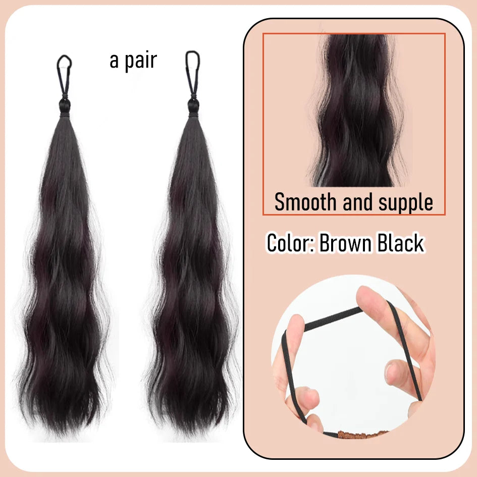 Synthetic 18 inch wig braid, children's self winding colorful ponytail, dopamine dye, meatball hair loop, ponytail braid, divine