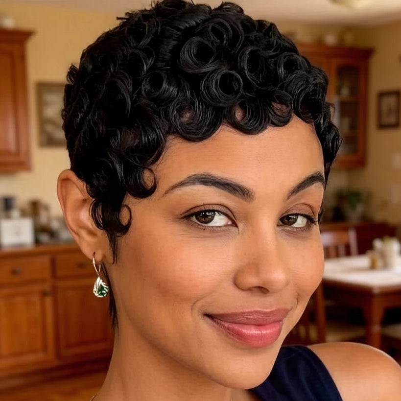 4" Curly Pixie Wig