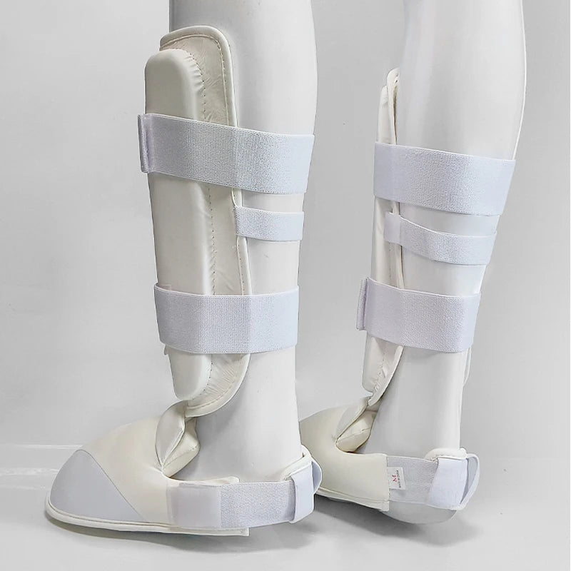 Espínilleras de kárate para adultos y niños, equipo de soporte, espinilleras, rodilleras, protectores de manos, cinturón de cuero, boxeo, artes marciales
