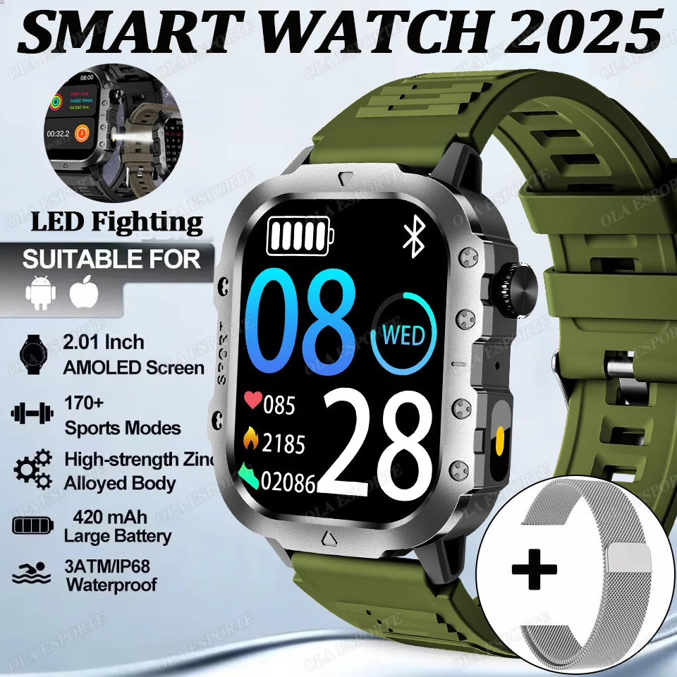 New Rugged Military GPS Smart Watch Men Bluetooth Call Health Monitoring AI Voice Sport Waterproof Smartwatches For Android