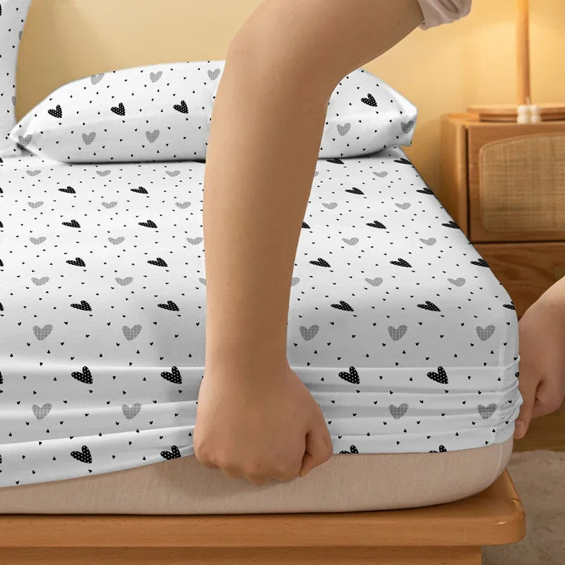 1 stk. hvitt, hjertemønstret, frostet sengeteppe til soverommet, sengetøy (unntatt putevar)