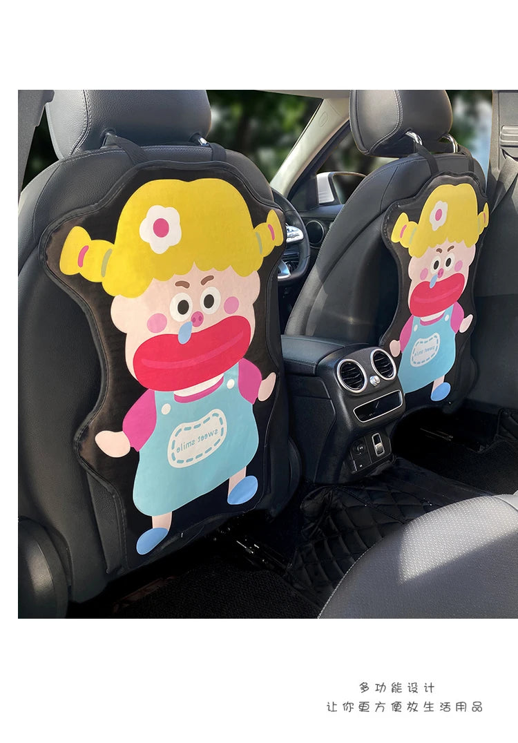 Car anti-kick pad, seat back protective pad, leather waterproof, anti-wear and wear-resistant cartoon cute car protective