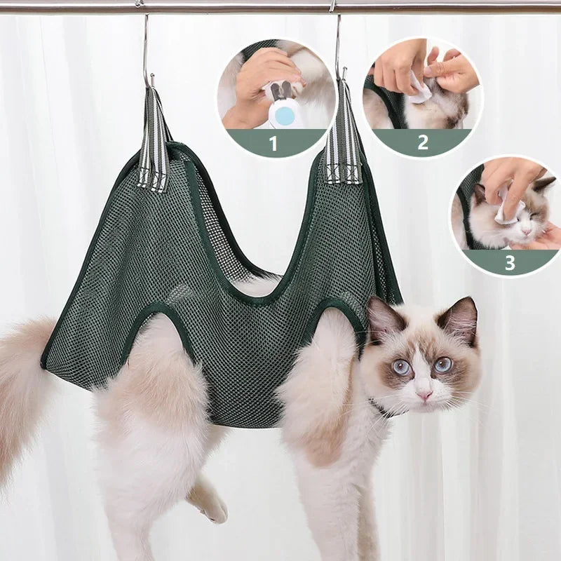 Dog Cat Grooming Hammock Fixed Bath Bag  Nail Cutting Anti Scratch Cat Trimming Restraint Bag Cat Beauty Hanging Pet Supplies