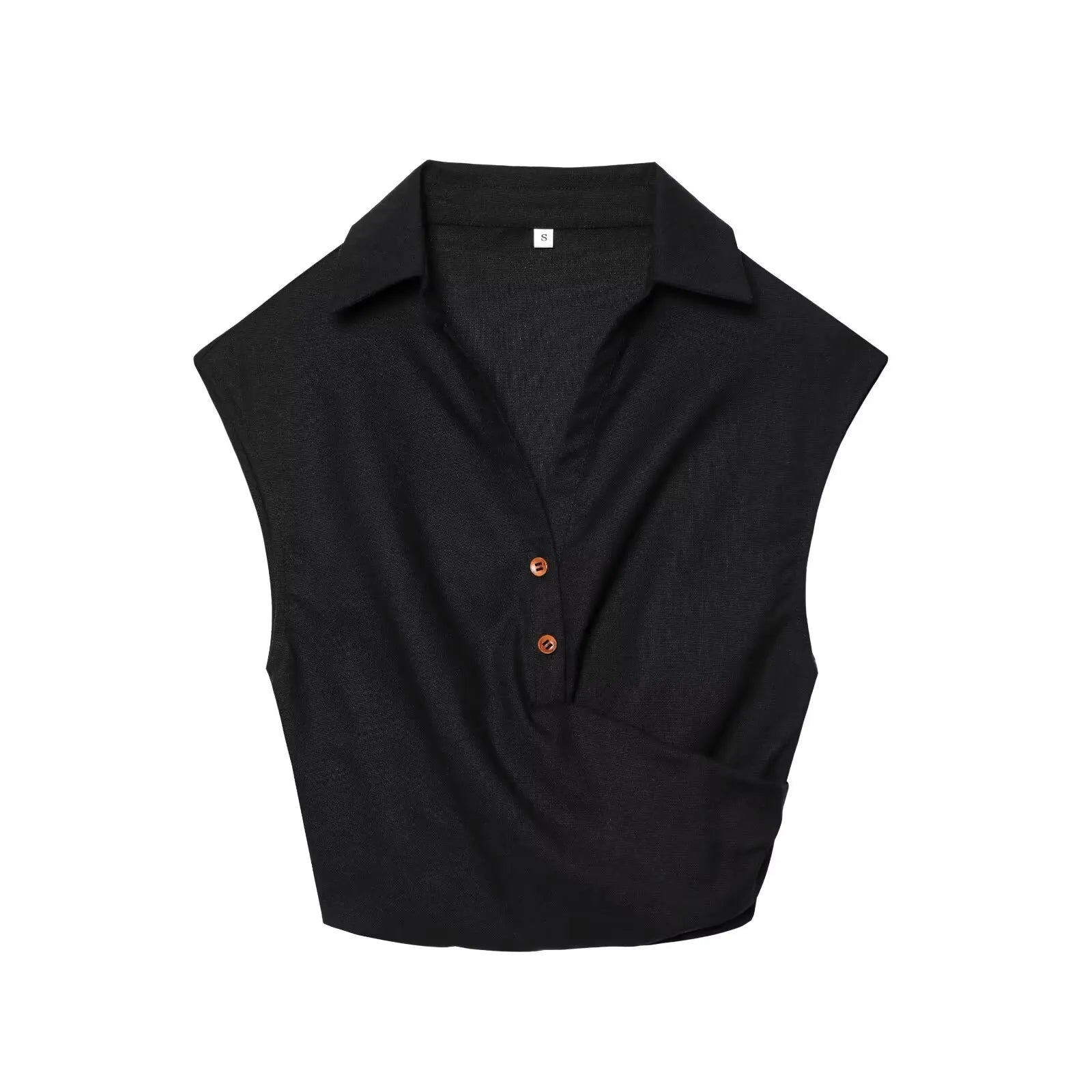 New Women's Suit Summer Suit Casual Simple Multifunctional Pleated Lapel Sleeveless Short Top Paired with Buckle Slit Skirt