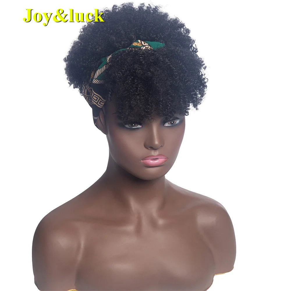 Burgundy Afro Curly Headband Wig