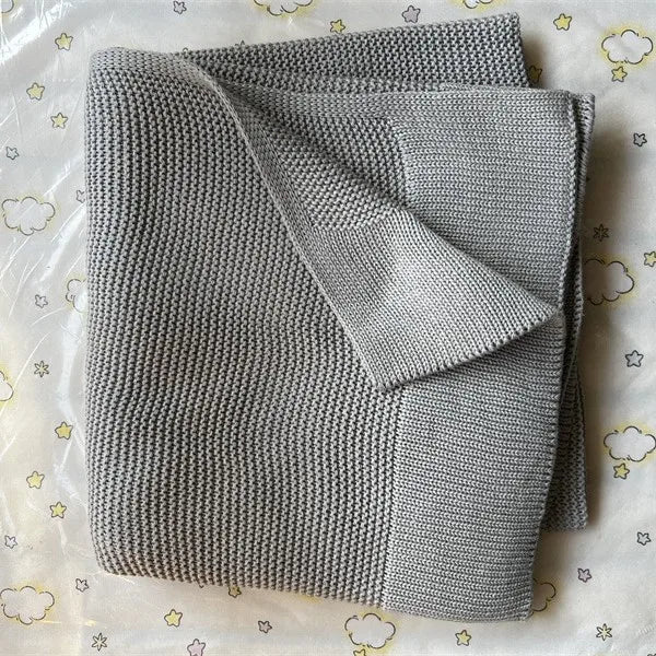 Manta de punto para bebé recién nacido, colcha de cama para niños, color sólido, algodón puro suave, para envolver bebés