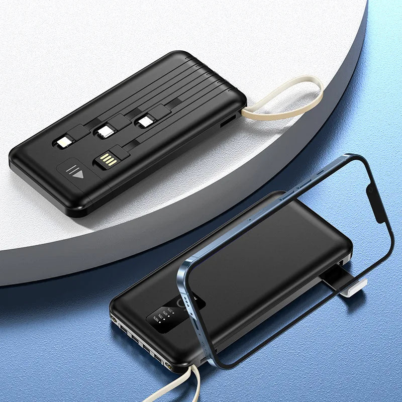 Power Bank 20000mAh Cable Integrado Cargador Portátil Batería Externa para Teléfono Móvil Carga Rápida Powerbank para iPhone 14 Xiaomi Mi