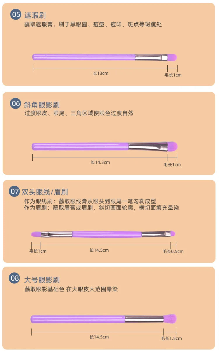 Sminkebørstesett for kvinner Skjønnhet Kosmetisk verktøy Rouge Øyenskygge Blending Kort Shaderbørster Til Sminkeverktøysett