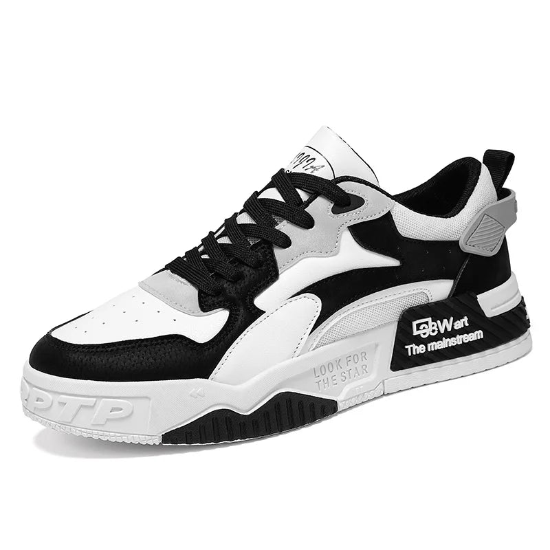 Zapatillas de hombre de otoño Novedad, calzado de plataforma cómodo para hombre, tendencia 2023, zapatillas vulcanizadas con cordones, zapatillas casuales blancas