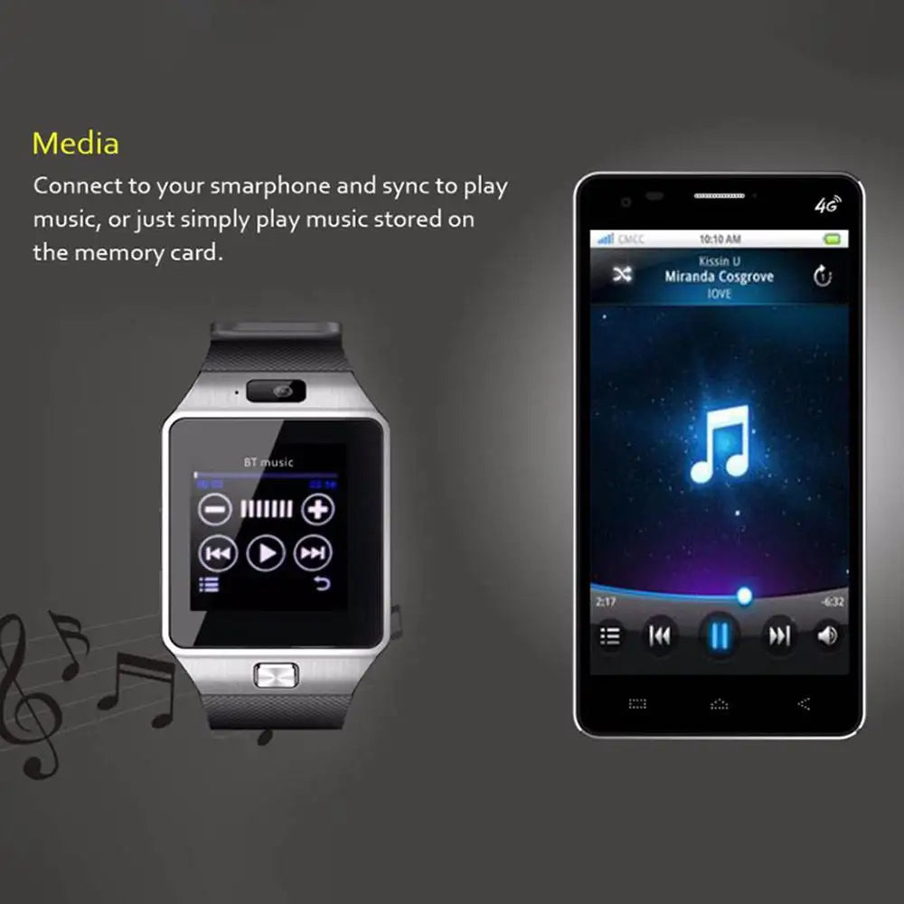 DZ09 Smart Watch IP67 Bluetooth Music Smartwatch Camera With SIM Card Call Smart Watch Men Women Reloj Inteligente For Android