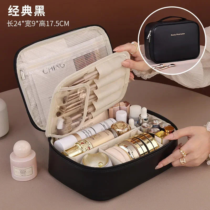 Women's Makeup Bag Large Capacity Double Layer Cosmetic Bag Waterproof Toiletry Pouch Cosmetics Organizer Travel Essentials