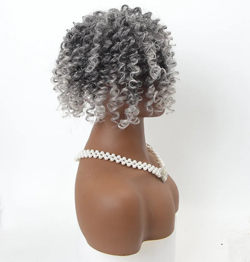 SQRDGQ Synthetic Hair Topper Kinky Curly Hairpiece False Bang Clip-In Bangs Natural Clourse Hairpiece for Women