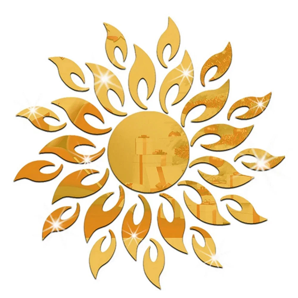 Wall Stickers for Room Decoration, Living Room and Home Decor, 1PC Reflective Sun Mirror PS Material