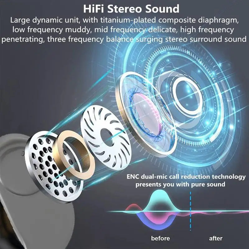 Open Ear Wireless Earbuds 5.4 Bone Conduction Over-ear Wireless Earbuds Earbuds For Noise Reduction Super Long Battery Life
