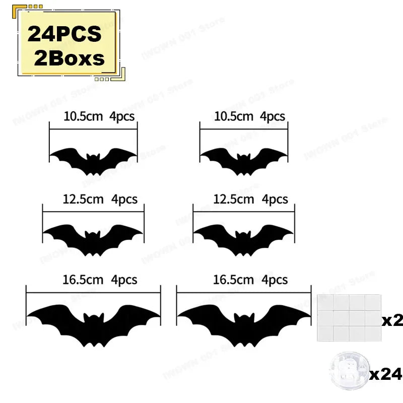 Halloween Bat Decor Night Light 3D Purple Lights Wall Sticker for Self-adhesive Decor Garden Backyard Halloween Party Decoration