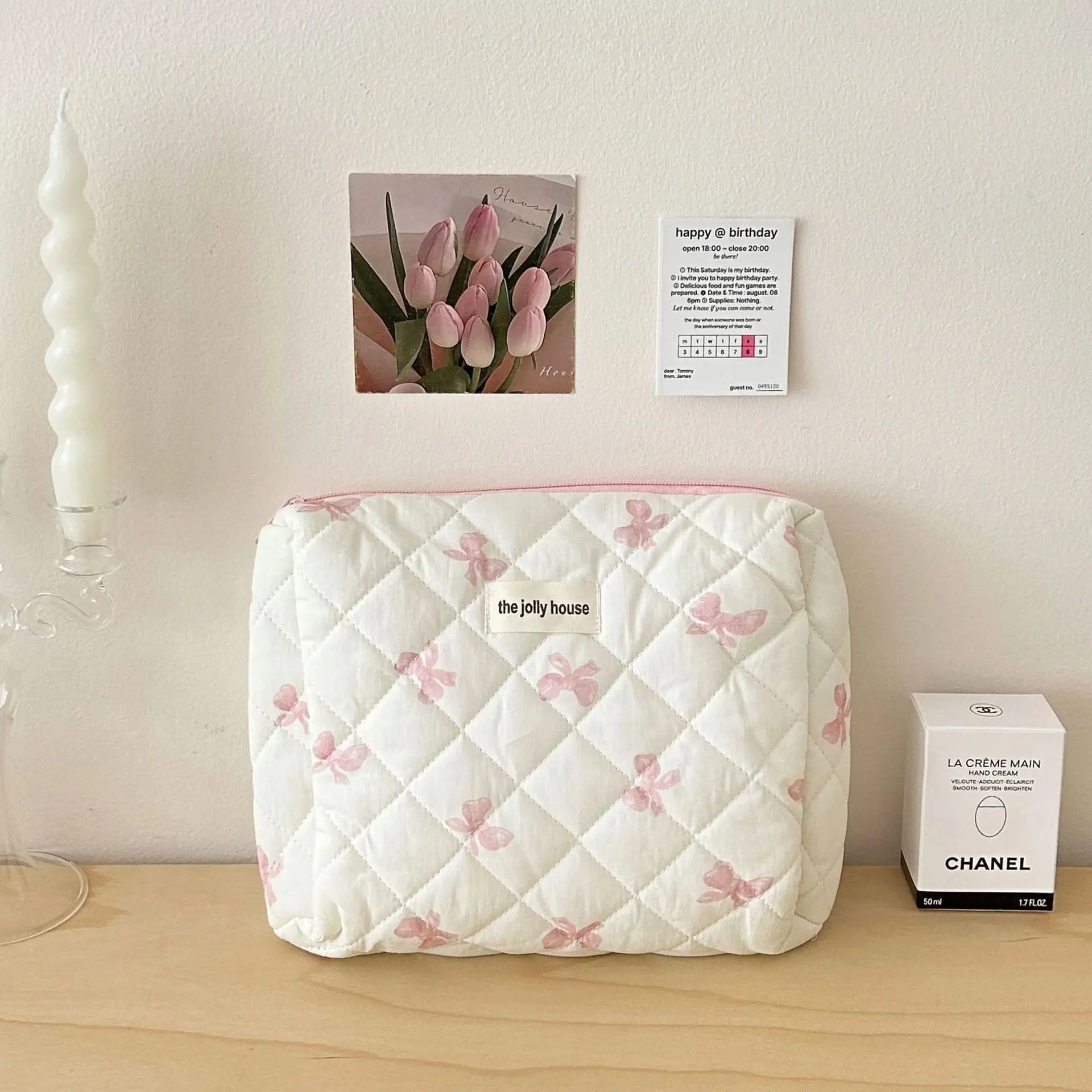 Bolsa de cosméticos para mujerBolsa de viaje para artículos de aseo Bolsa de maquillaje con lazo Bolsa de almacenamiento de maquillaje de moda Neceser organizador de bolso Kosmetiktasche