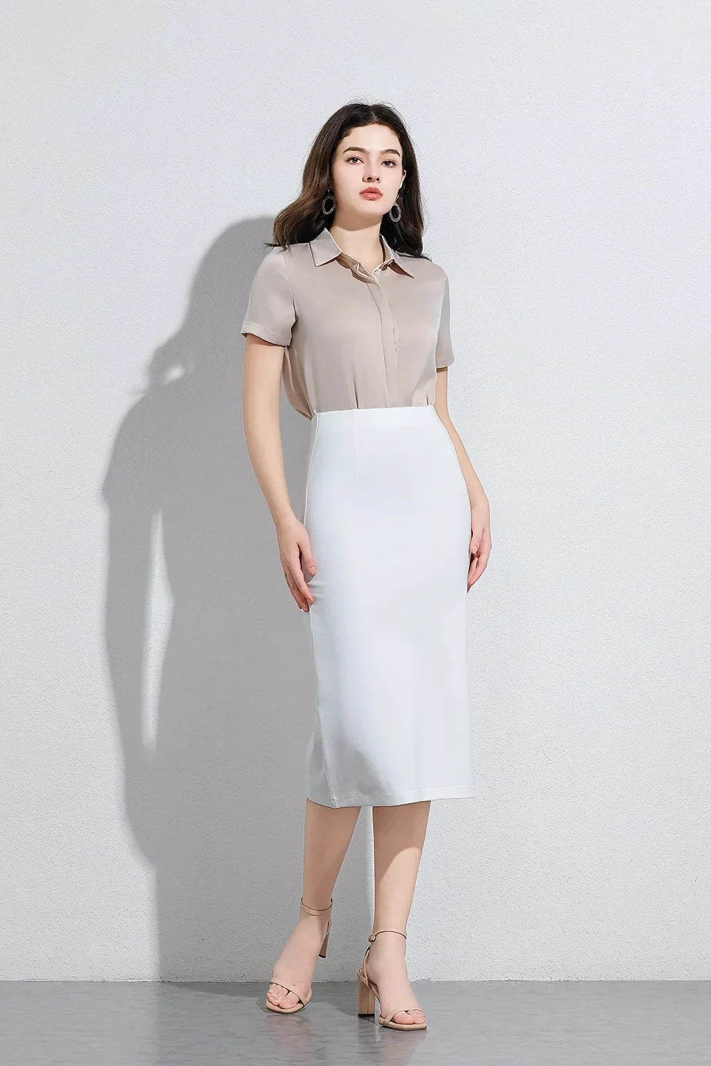 Women Elegant OL Bodycon Skirts Office Faldas Saia Work Slim Fit Jupe Autumn Fashion High Waist Solid Knee-length Skirt