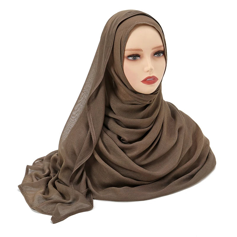 Hijabs musulmanes para mujer, pañuelos finos lisos, chales para mujer musulmana, pañuelo suave de viscosa y rayón, turbante islámico, diadema de 200x85cm