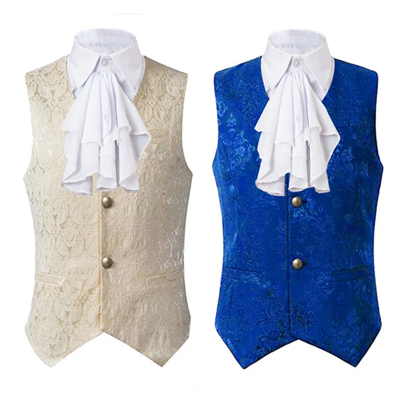 Men's Vest Gentleman Retro Medieval Elegant Renaissance Steampunk Inner Wear Gothic Jacquard Short Vest Single-breasted Business