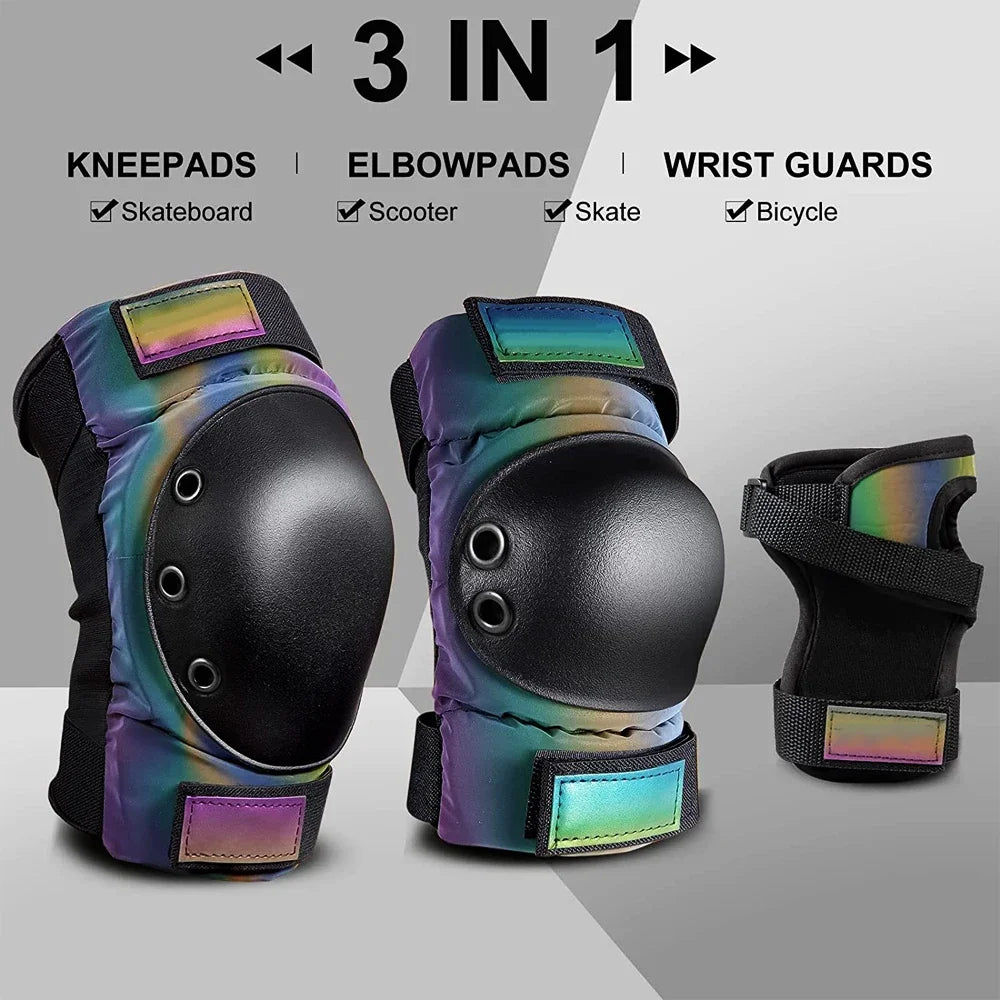 6Pcs/Set Adult/Kids Knee Pad Elbow Pads,Youth Skate Protective Gear Set 3 in 1 Knee & Elbow Pads Wrist Guards for Roller Skates