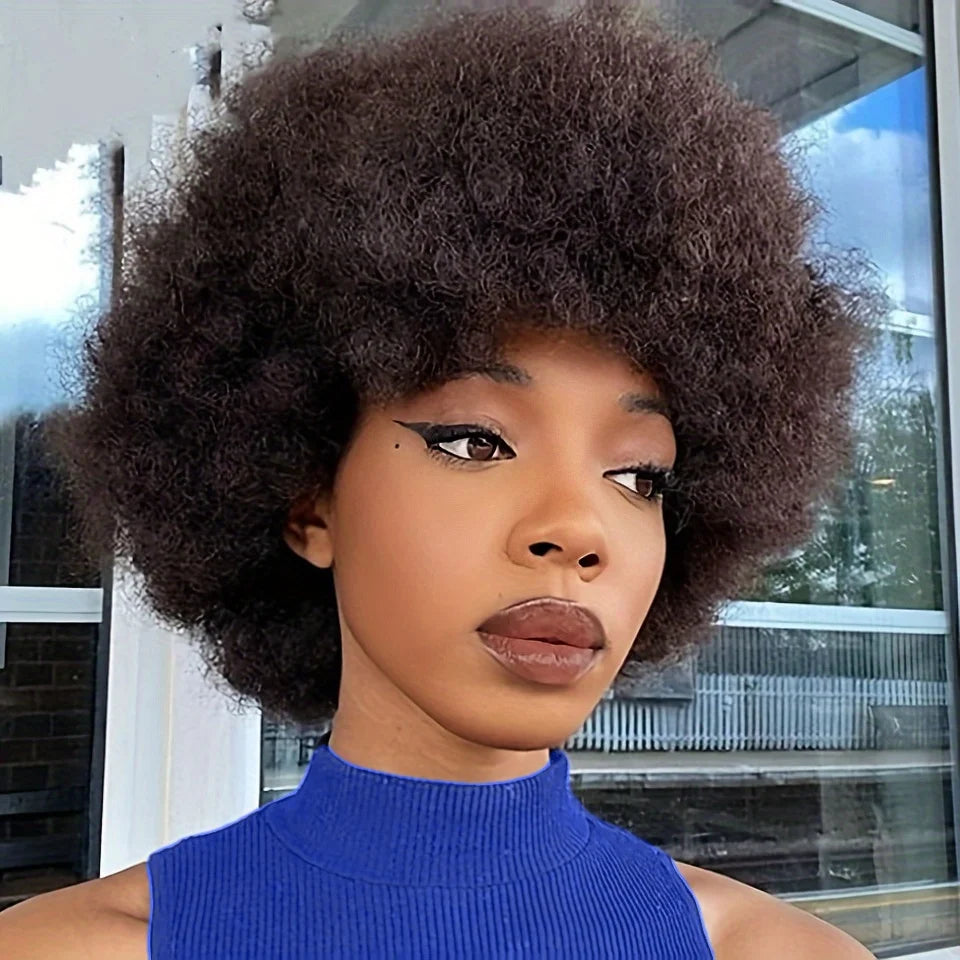 Short Pixie Cut Wigs For Black Women Human Hair Afro Kinky Curly Full Machine Made Wig