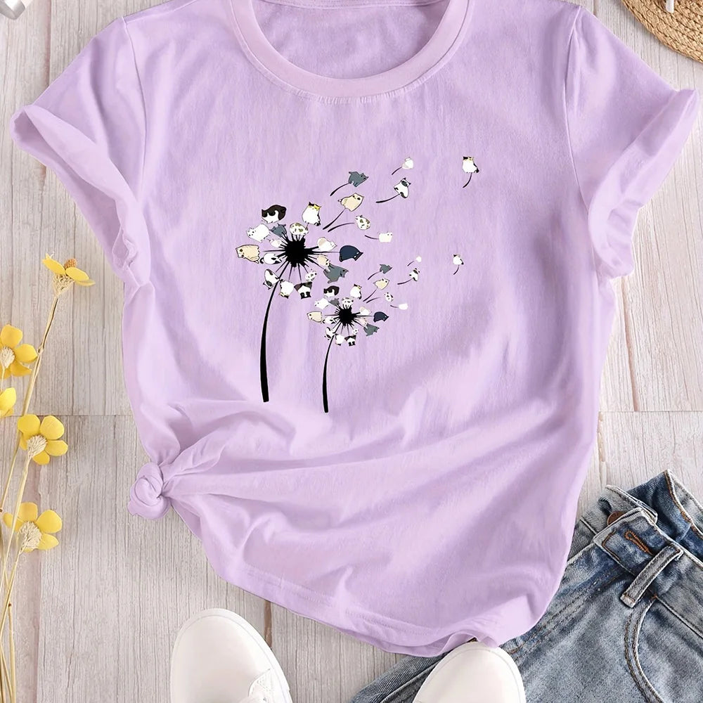 Camiseta floral con bloques de color – Estilo informal y veraniego