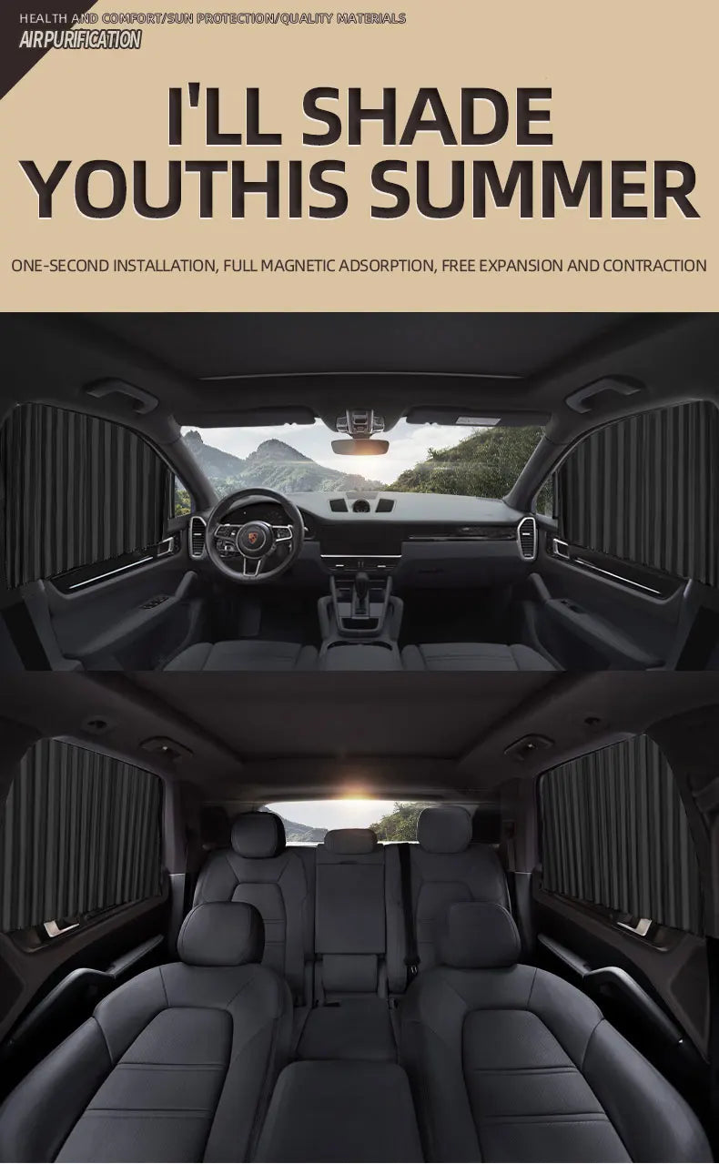 4PCS Car Magnetic Sunshade Window Curtain Side Window Sun Visor Summer Protection Window Cloth Automobile Interior Accessories