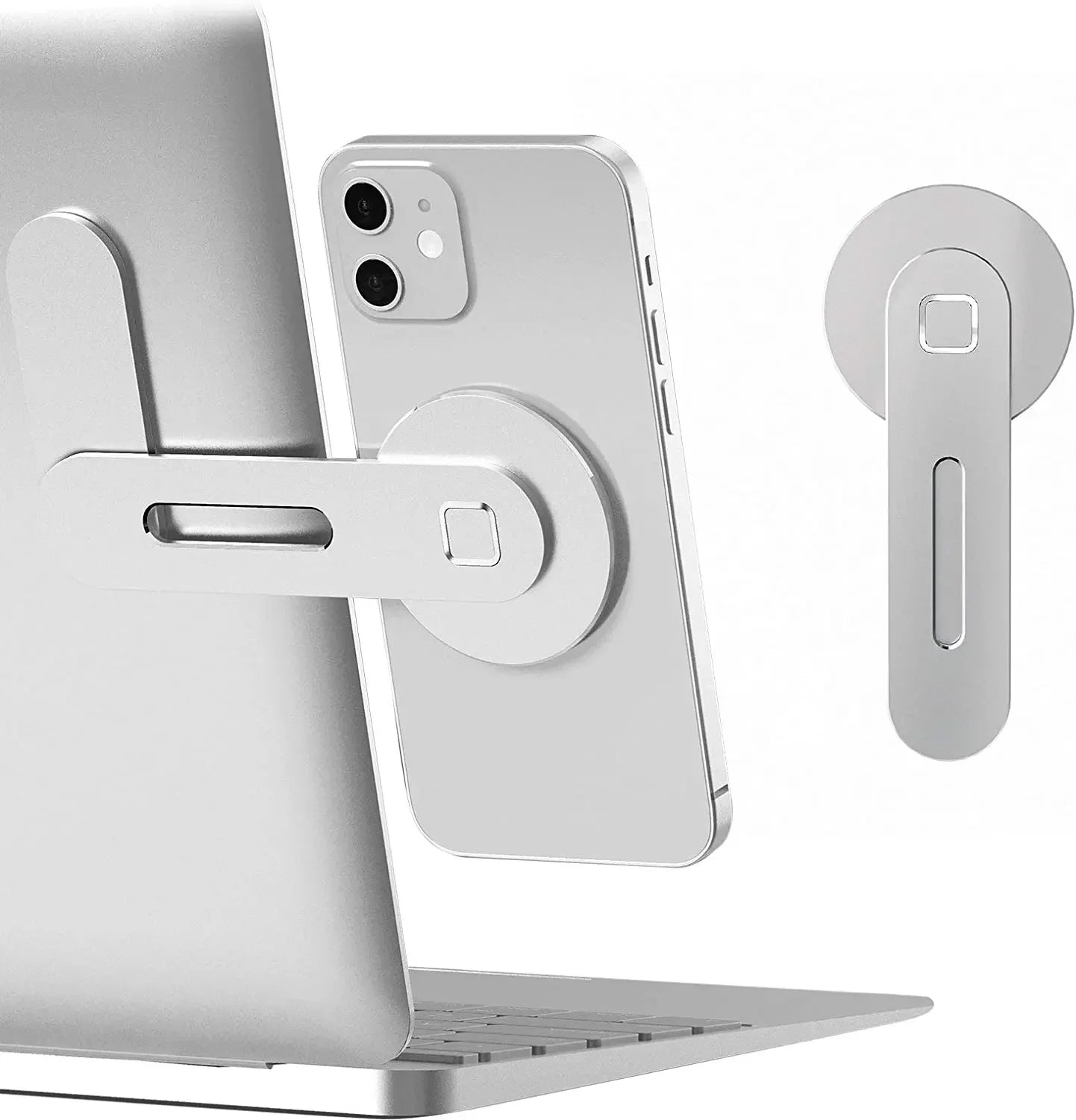 Magnetic Laptop Phone Holder Computer Monitor Side Cell Phone Slim& Foldable For iPhone 14 13 12 Series Case and All Phone