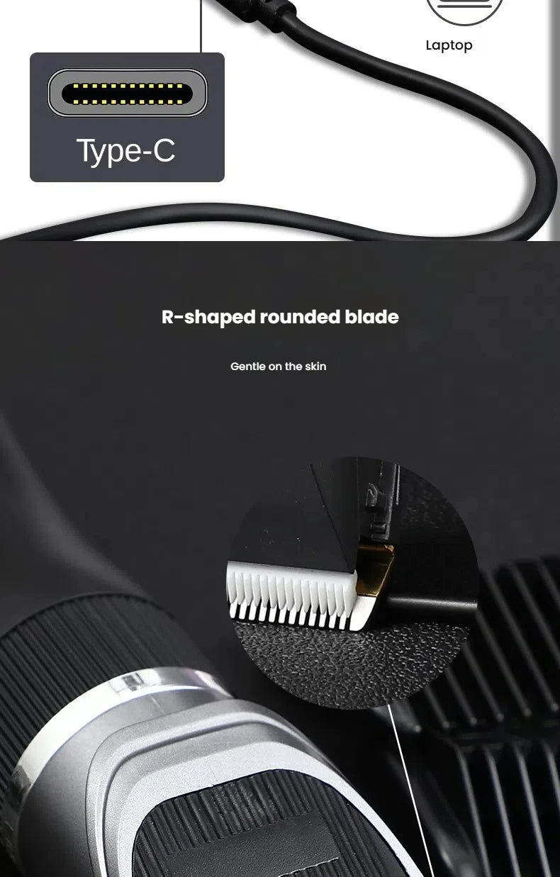 Hair Clipper for Men & Kids - Barber-Grade Beard Trimmer with Ceramic Blades Low Noise Precision Hair Cutting Machine