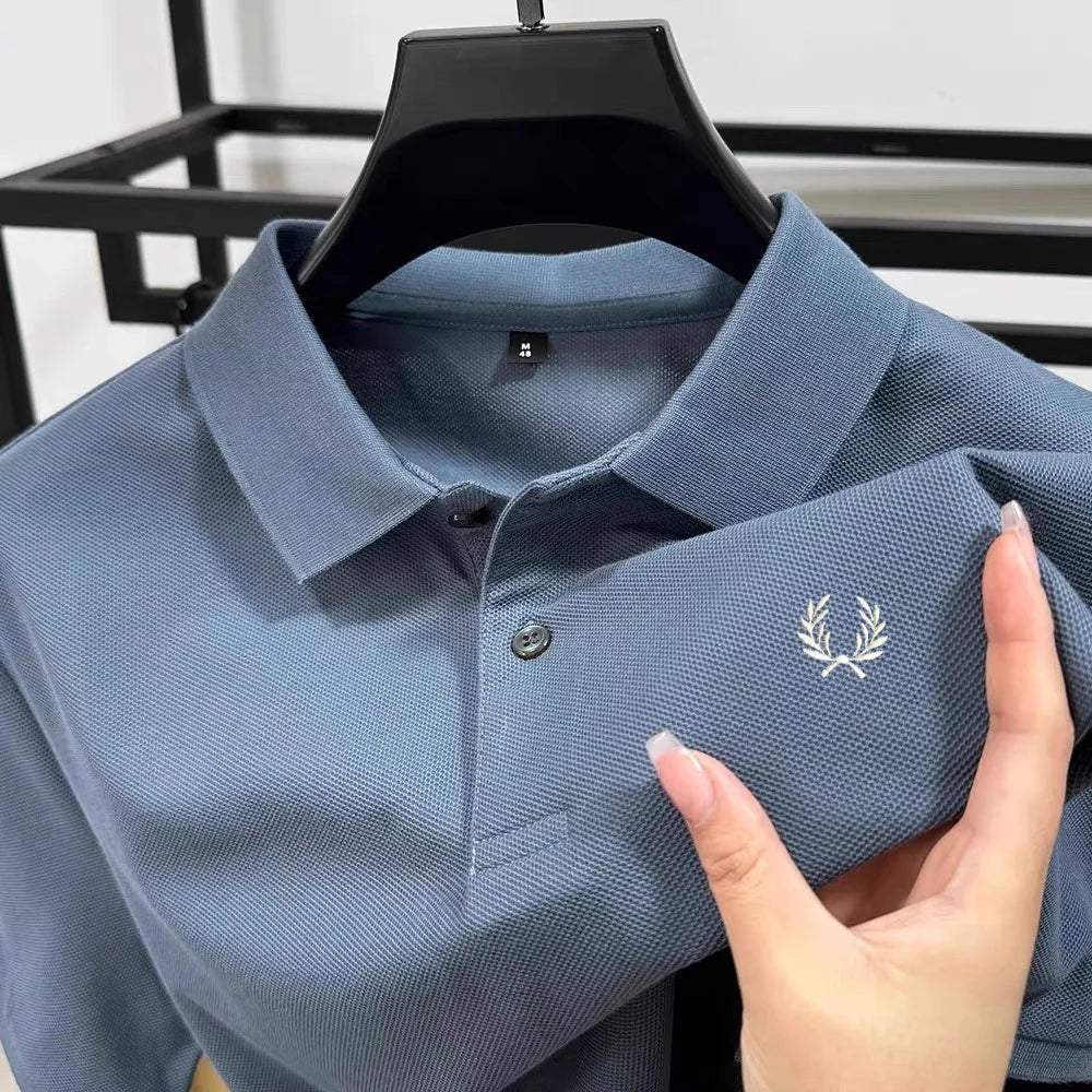 Luxury brand 100% cotton short sleeve men's polo shirt summer high-end fashion classic embroidery business casual golf T-shirt