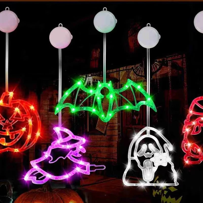 Halloween Led String Lights Ghost Pumpkin Spider Hat Modeling Lamp with Suction Cup Festival Party Halloween Decoration New